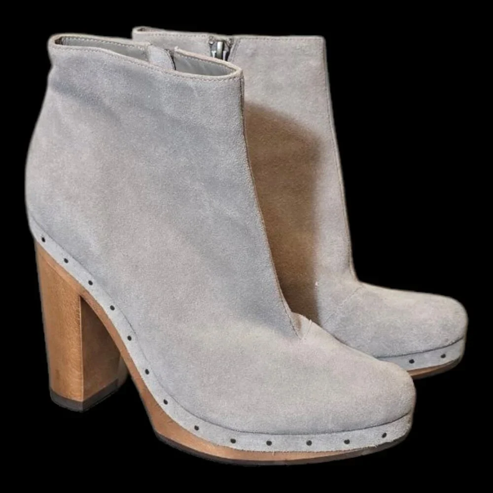 JOIE Women's Retro Platform Suede Clog Ankle Dewitt Bootie sz  37.5 (7.5) NWOT